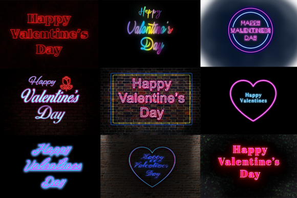 Download Valentines Day Text Neon Glow Effect - Neon glow Collection