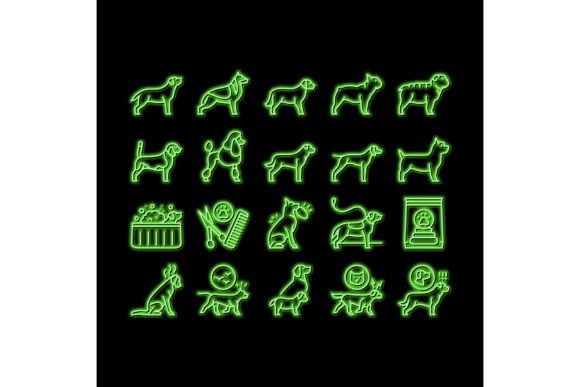 Download Dog Domestic Animal Neon Glow Icon - Neon glow Collection