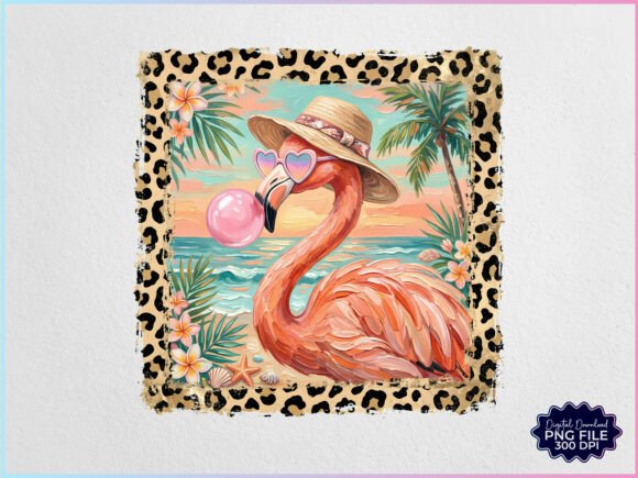 Download Hand Painted Flamingo Leopard PNG - Leopard png Collection