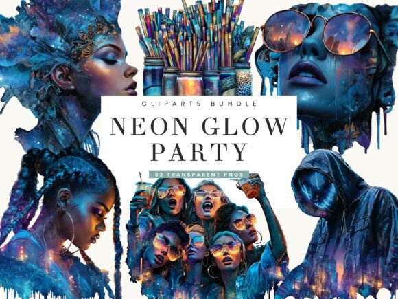 Download Neon Glow Party Clipart Bundle - Neon glow Collection