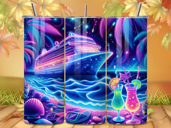 Download Neon Glow Beach Cruise Galaxy Tumbler - Neon glow Collection