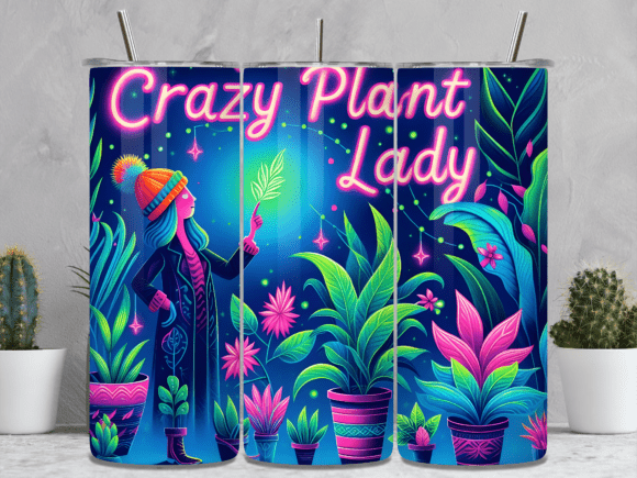 Download Neon Glow Tropical Plant Tumbler Wrap - Neon glow Collection
