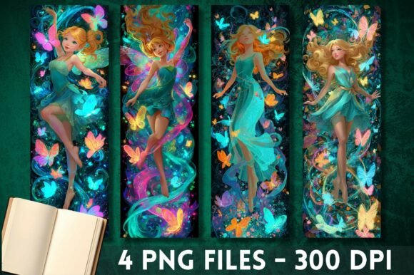 Download Neon Glow Butterfly Pixie Bookmarks Set - Neon glow Collection