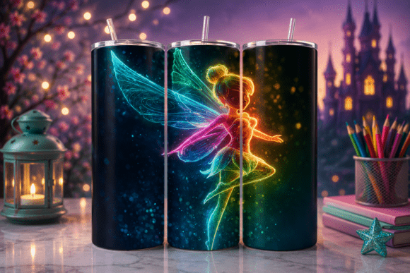 Download Tinker Bell Neon Glow Tumbler Wrap PNG - Neon glow Collection