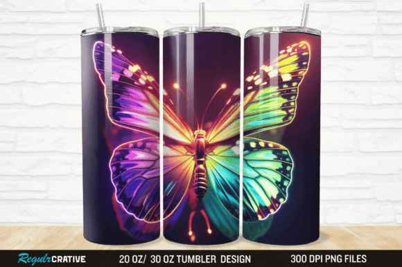 Download 3D Neon Glow in Dark Butterfly Tumbler - Neon glow Collection