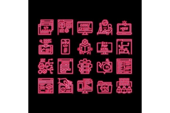 Download Dev Code Occupation Neon Glow Icon - Neon glow Collection