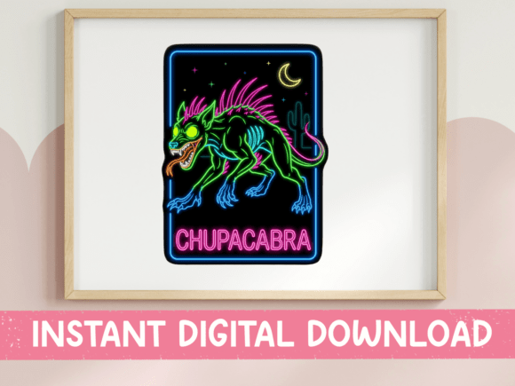 Download Chupacabra Neon Glow Art Print - Neon glow Collection