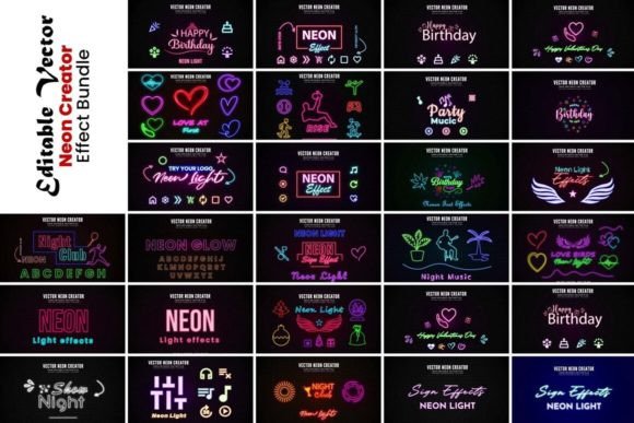 Download Editable Vector Neon Creator Effect - Neon creator Collection