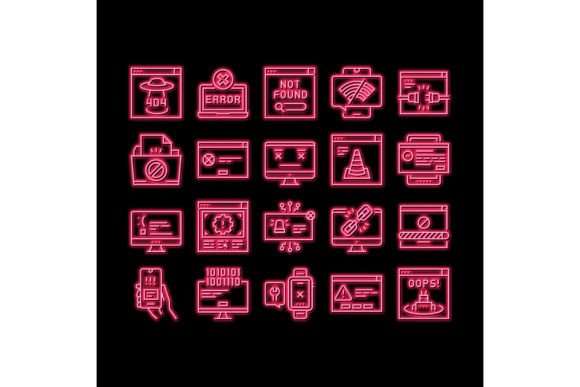 Download Not Found Web Page Neon Glow Icon - Neon glow Collection