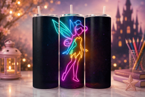 Download Tinker Bell Neon Glow Tumbler Wrap PNG - Neon glow Collection